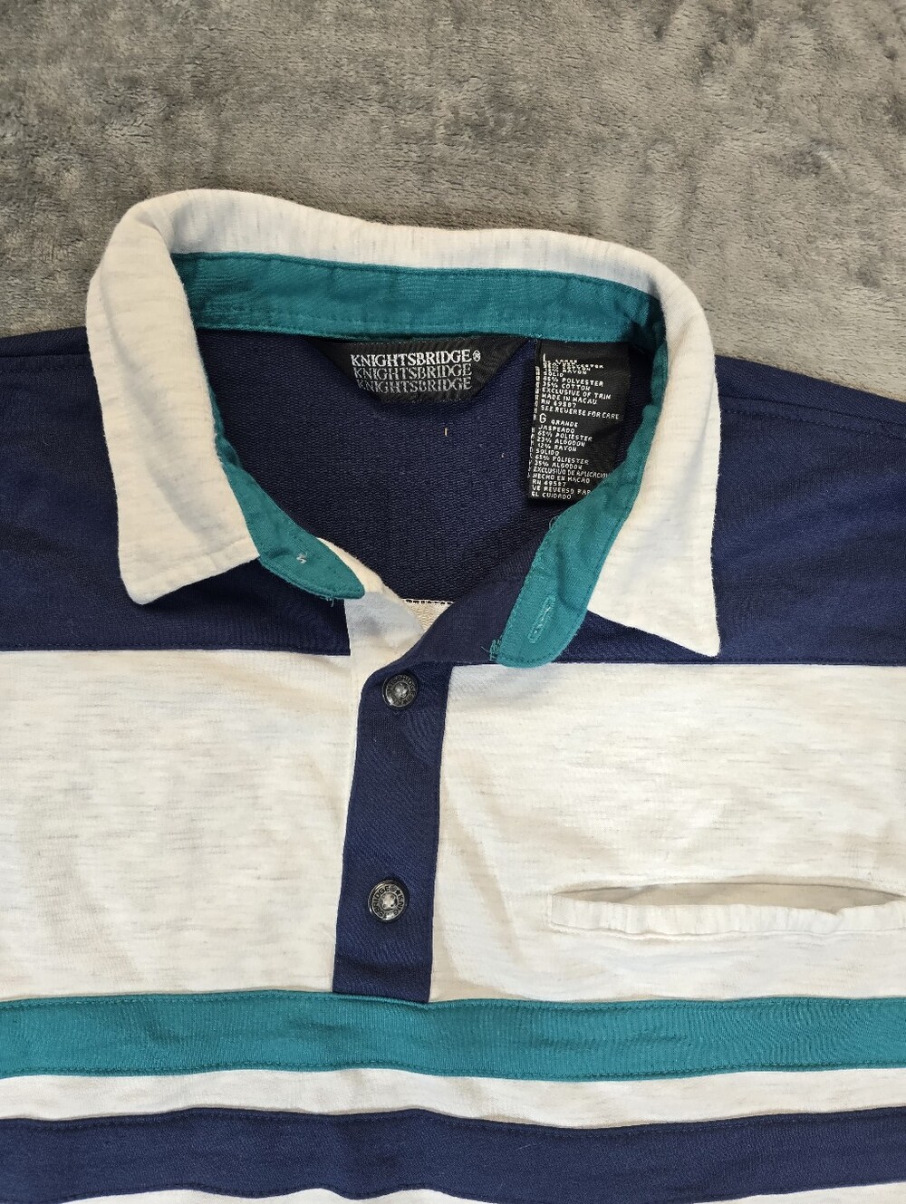 Vintage Knightsbridge Heavy Rugby Polo Size Large Ringer - Picture 3 of 5